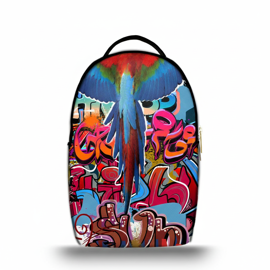 Zaino Ermes Madinbo - Made in Italy - Unisex - Porta computer -  Zaino Scuolta - Zaino Lavoro - Grafica Parrot