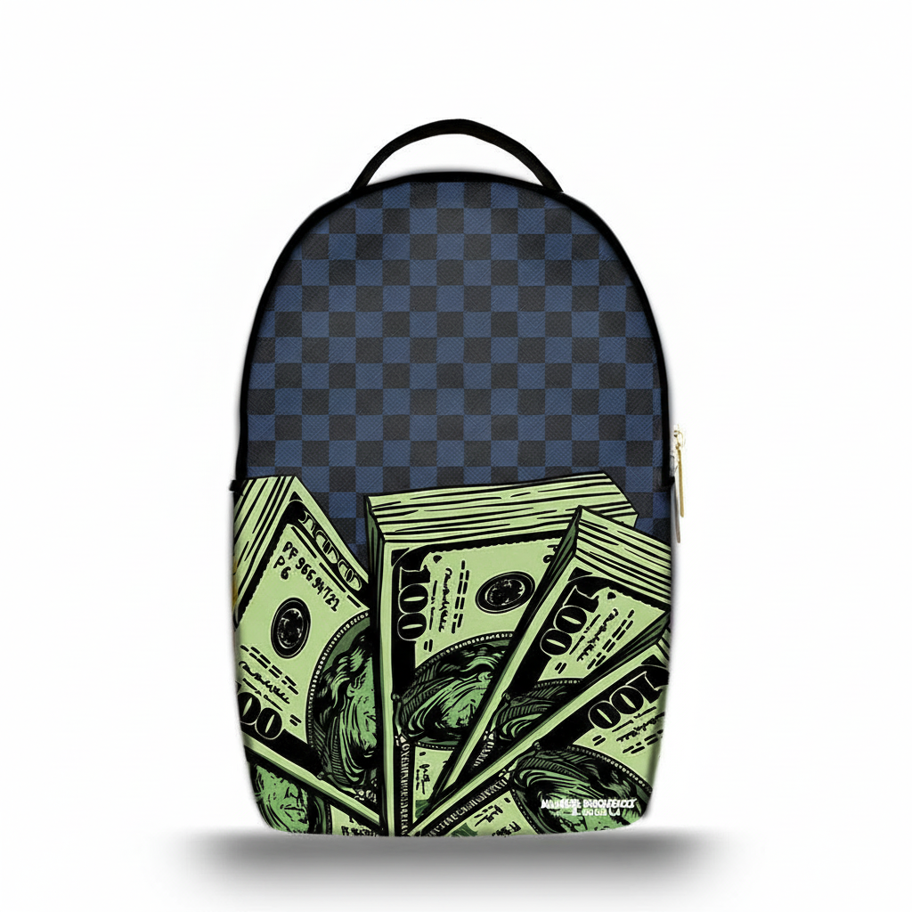 Zaino Ermes Madinbo - Made in Italy - Unisex - Porta computer -  Zaino Scuolta - Zaino Lavoro - Grafica Dollari