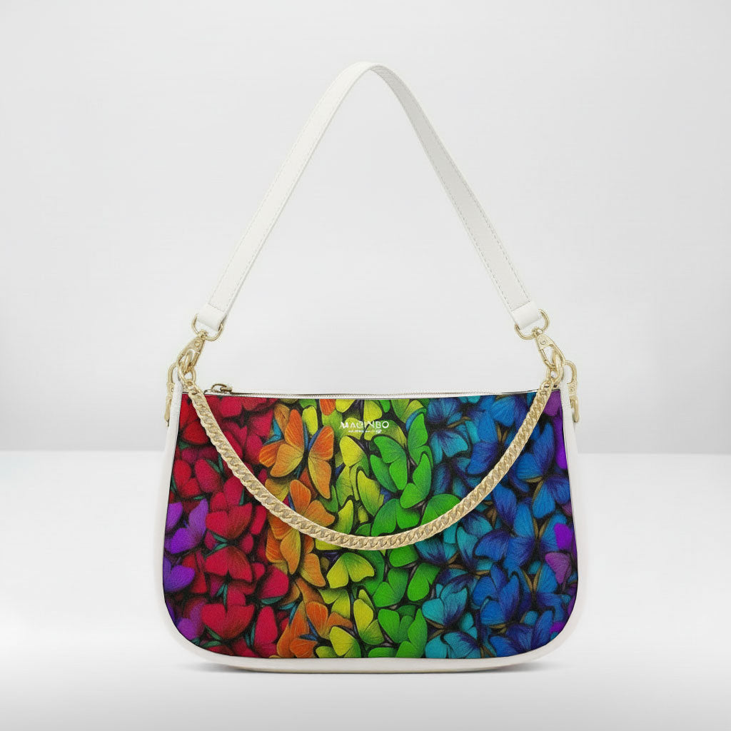BORSA AQUA MADINBO BIANCA - MADE IN ITALY - FARFALLE COLORATE