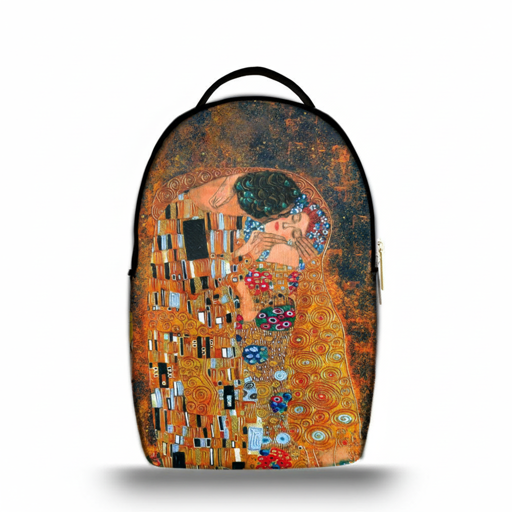 Zaino Ermes Madinbo - Made in Italy - Unisex - Porta computer -  Zaino Scuolta - Zaino Lavoro - Grafica Il Bacio di Klimt