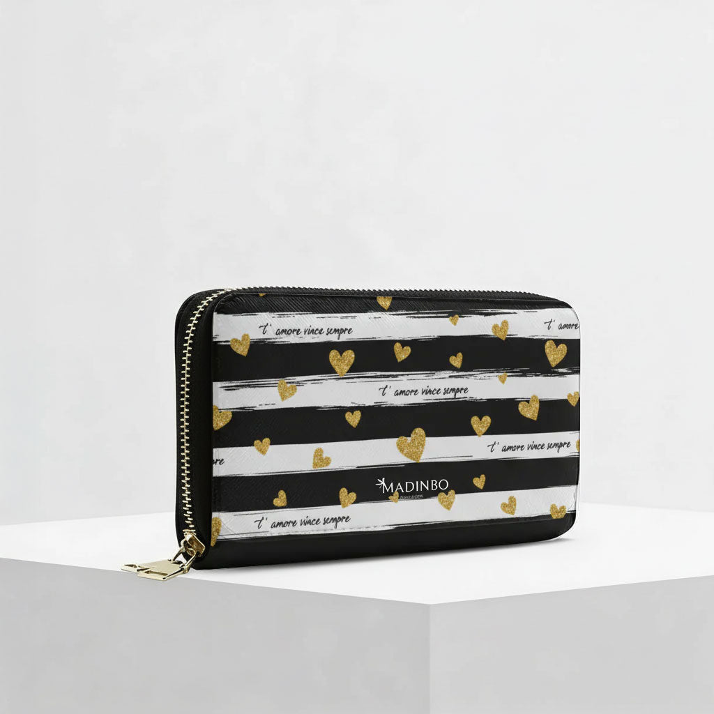 Portafogli ZIP di MADINBO - Wallet -CUORICINI DORATI