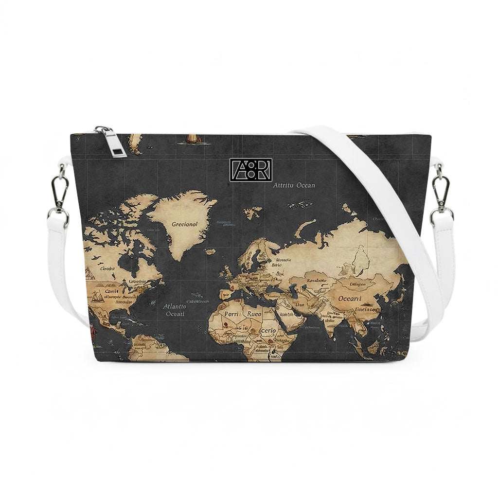 Borsa a tracolla Alien - Made in Italy - GRAFICA MAPPAMONDO NERO