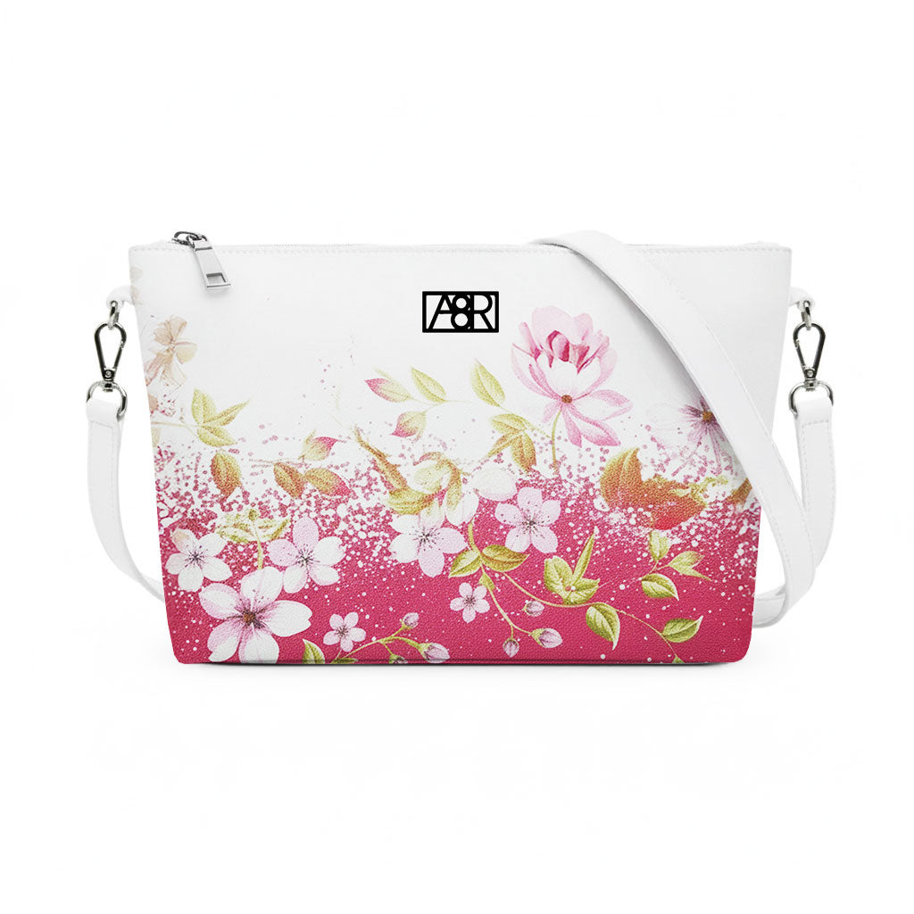 Borsa a tracolla Alien - Made in Italy - GRAFICA FIORI ROSA E BIANCHI