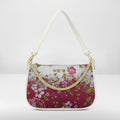 BORSA AQUA MADINBO BIANCA - MADE IN ITALY - FIORI BIANCHI E ROSA