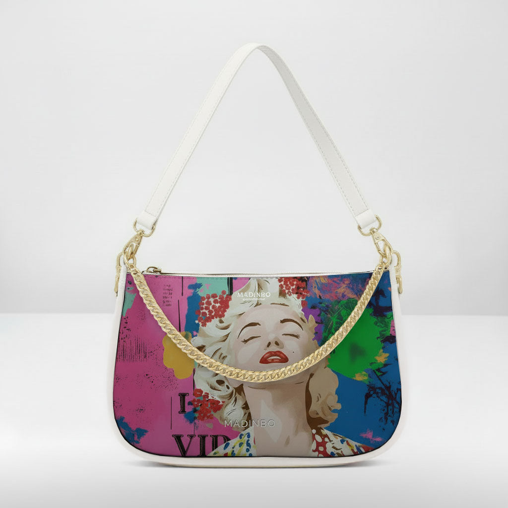 BORSA AQUA MADINBO BIANCA - MADE IN ITALY - GRAFICA MARILYN