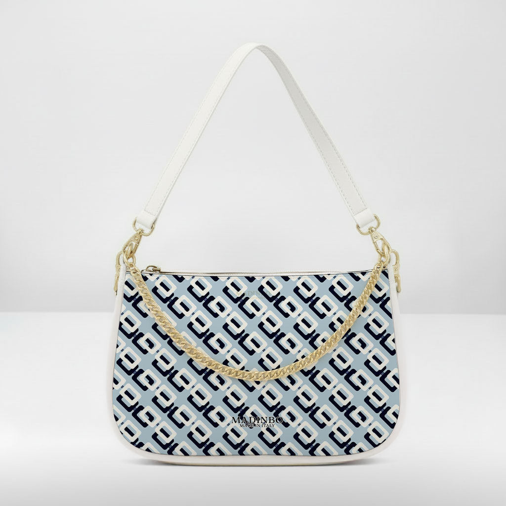 BORSA AQUA MADINBO BIANCA - MADE IN ITALY - CUBIC BLU