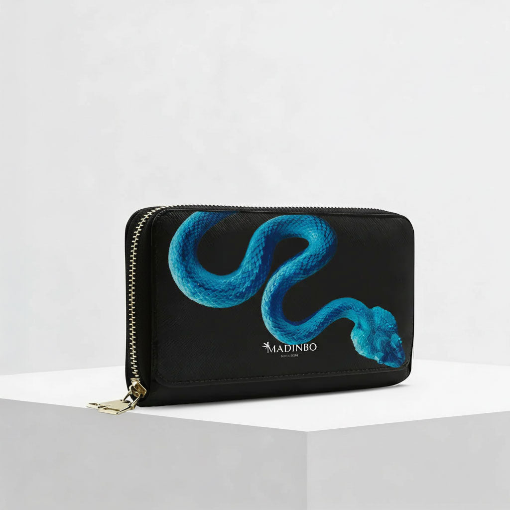 Portafogli ZIP di MADINBO - Wallet -SERPENTE BLU