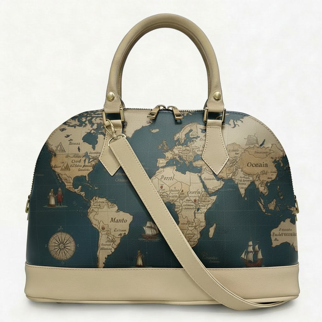 Borsa Alisya Madinbo - Made in Italy - con Grafica Mappamondo
