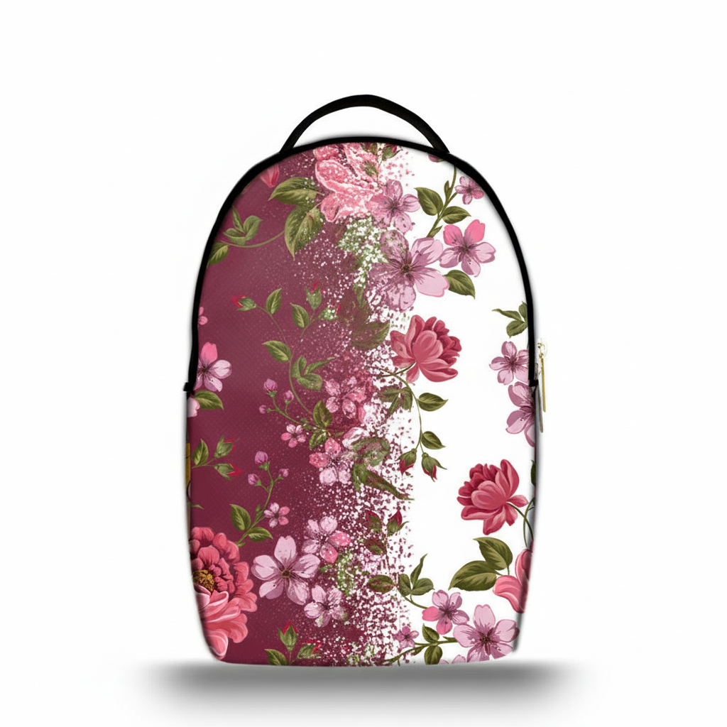 Zaino Ermes Madinbo - Made in Italy - Unisex - Porta computer -  Zaino Scuolta - Zaino Lavoro - Grafica Fiori Bianchi e Rosa