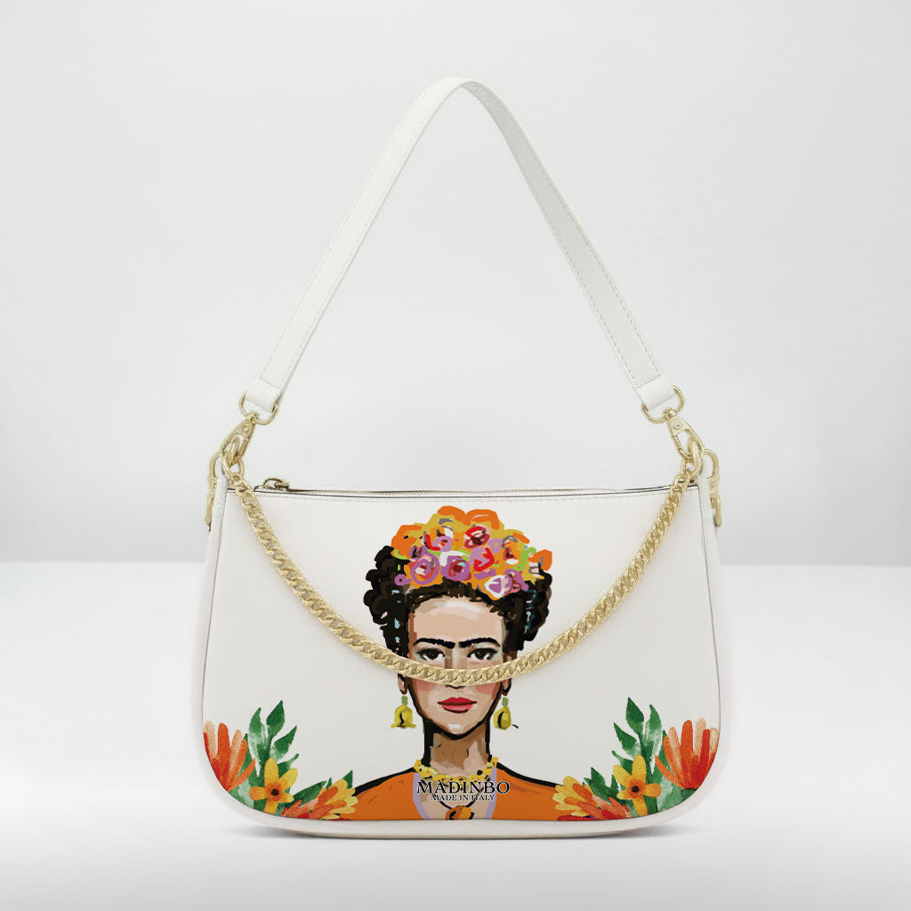 BORSA AQUA MADINBO BIANCA - MADE IN ITALY - FRIDA ARANCIONE