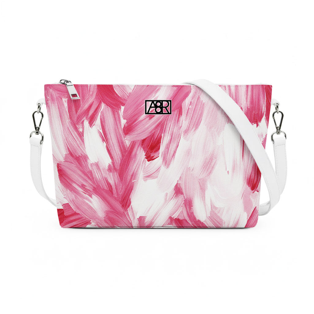 Borsa a tracolla Alien - Made in Italy - GRAFICA PIUME BIANCHE E ROSA
