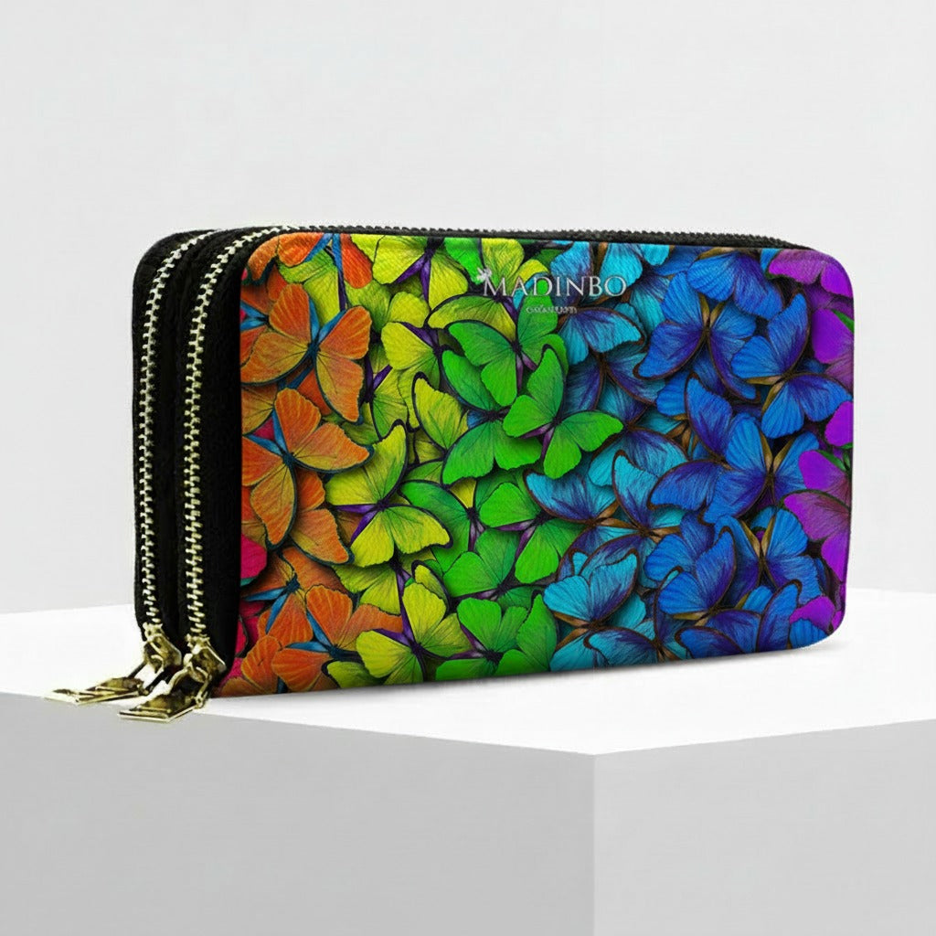 Portafogli ANGY Double di MADINBO - Wallet - FARFALLE COLORATE