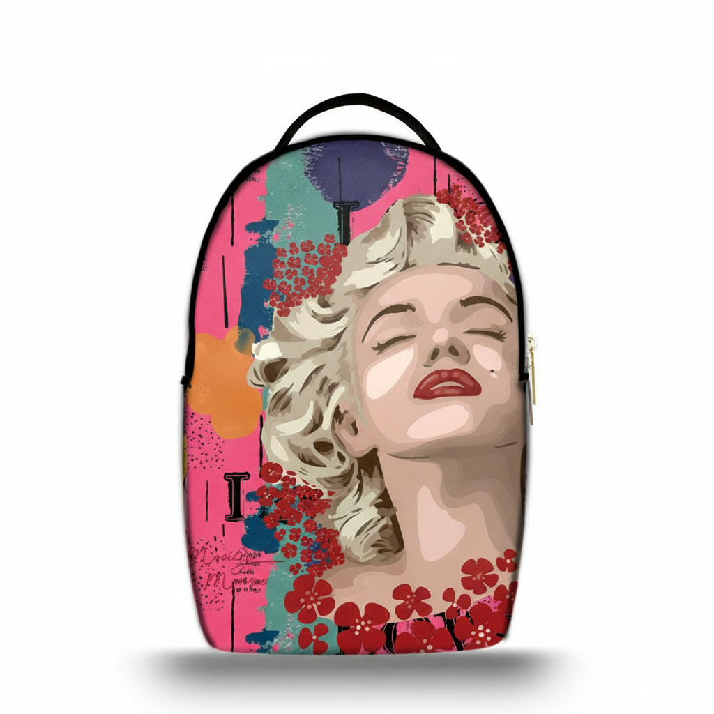 Zaino Ermes Madinbo - Made in Italy - Unisex - Porta computer -  Zaino Scuolta - Zaino Lavoro - Grafica Marilyn