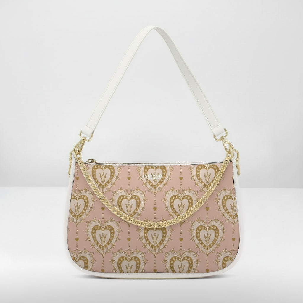 BORSA AQUA MADINBO BIANCA - MADE IN ITALY - CUORI PATTERN