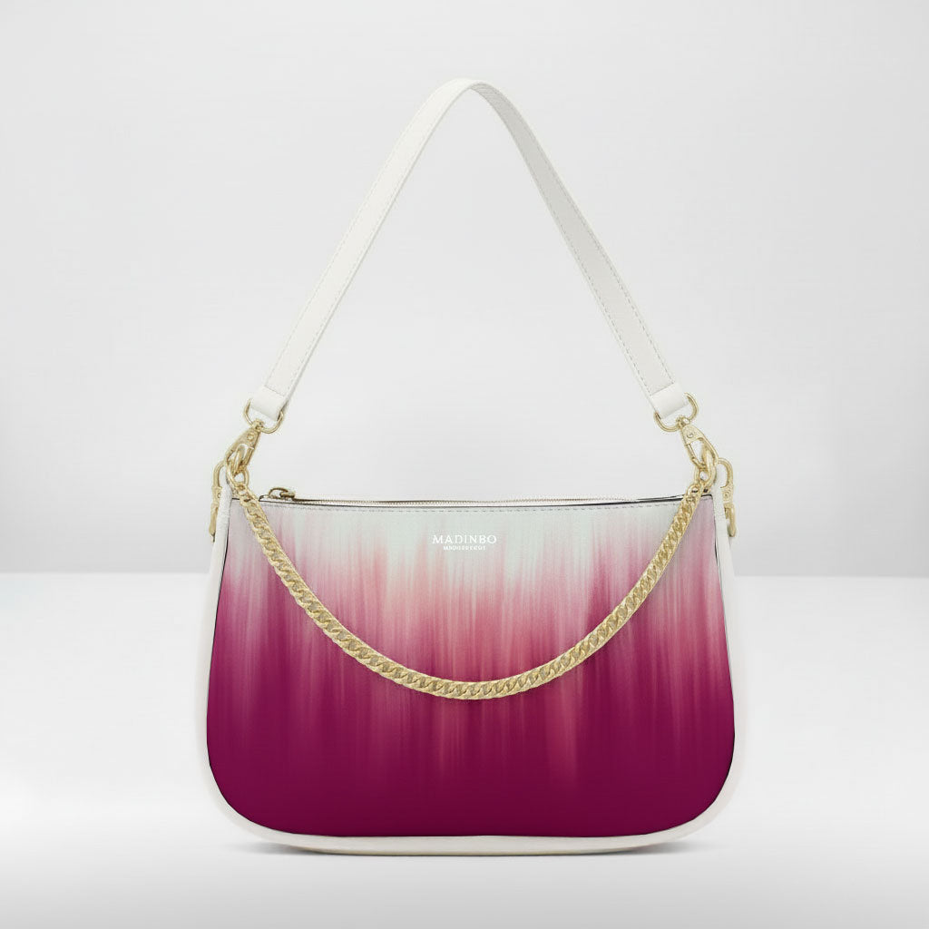 BORSA AQUA MADINBO BIANCA - MADE IN ITALY - GRAFICA BIANCO E ROSA