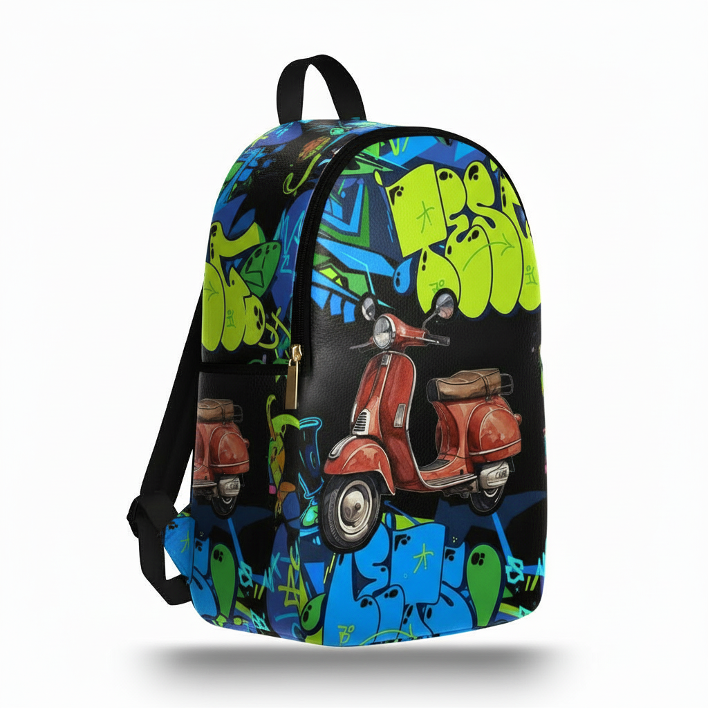 Zaino Ermes Madinbo - Made in Italy - Unisex - Porta computer -  Zaino Scuolta - Zaino Lavoro - Grafica Vespa