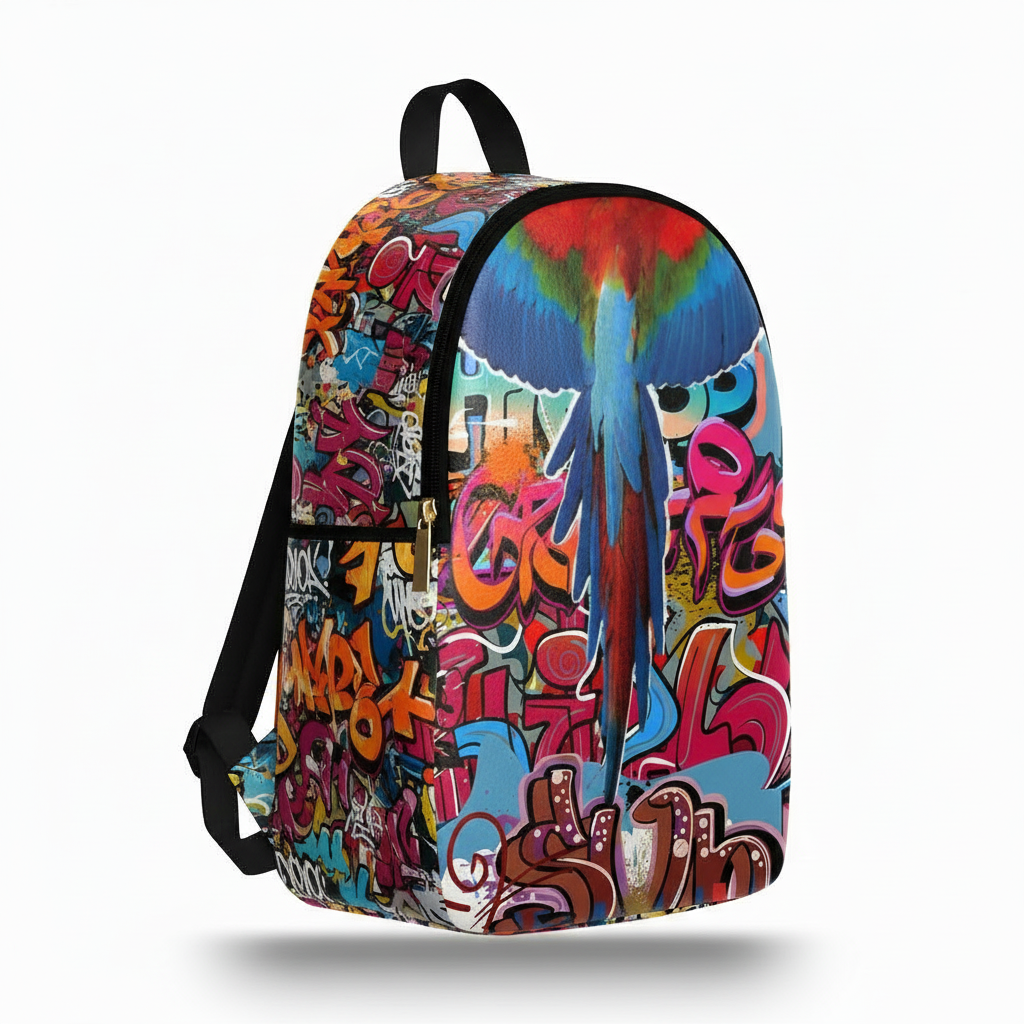 Zaino Ermes Madinbo - Made in Italy - Unisex - Porta computer -  Zaino Scuolta - Zaino Lavoro - Grafica Parrot