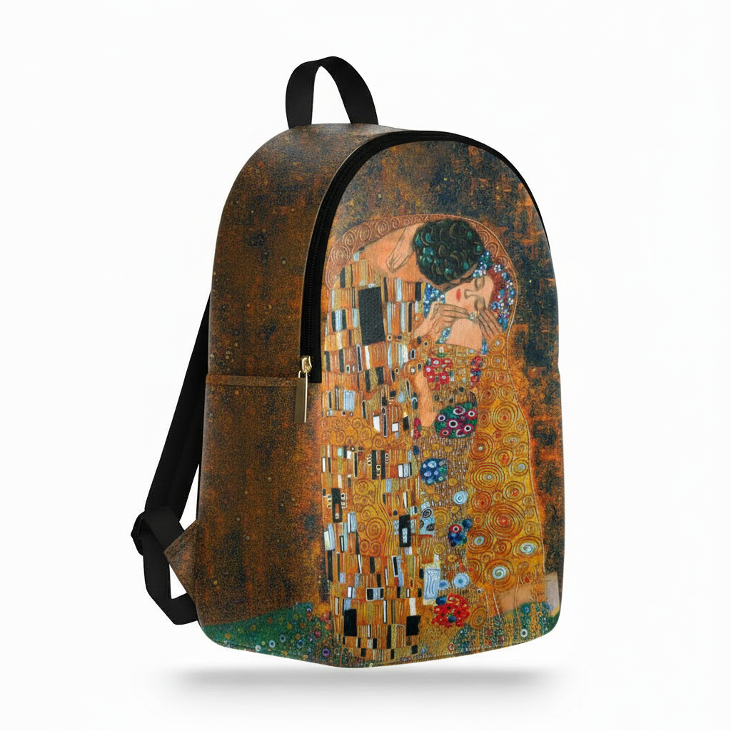 Zaino Ermes Madinbo - Made in Italy - Unisex - Porta computer -  Zaino Scuolta - Zaino Lavoro - Grafica Il Bacio di Klimt