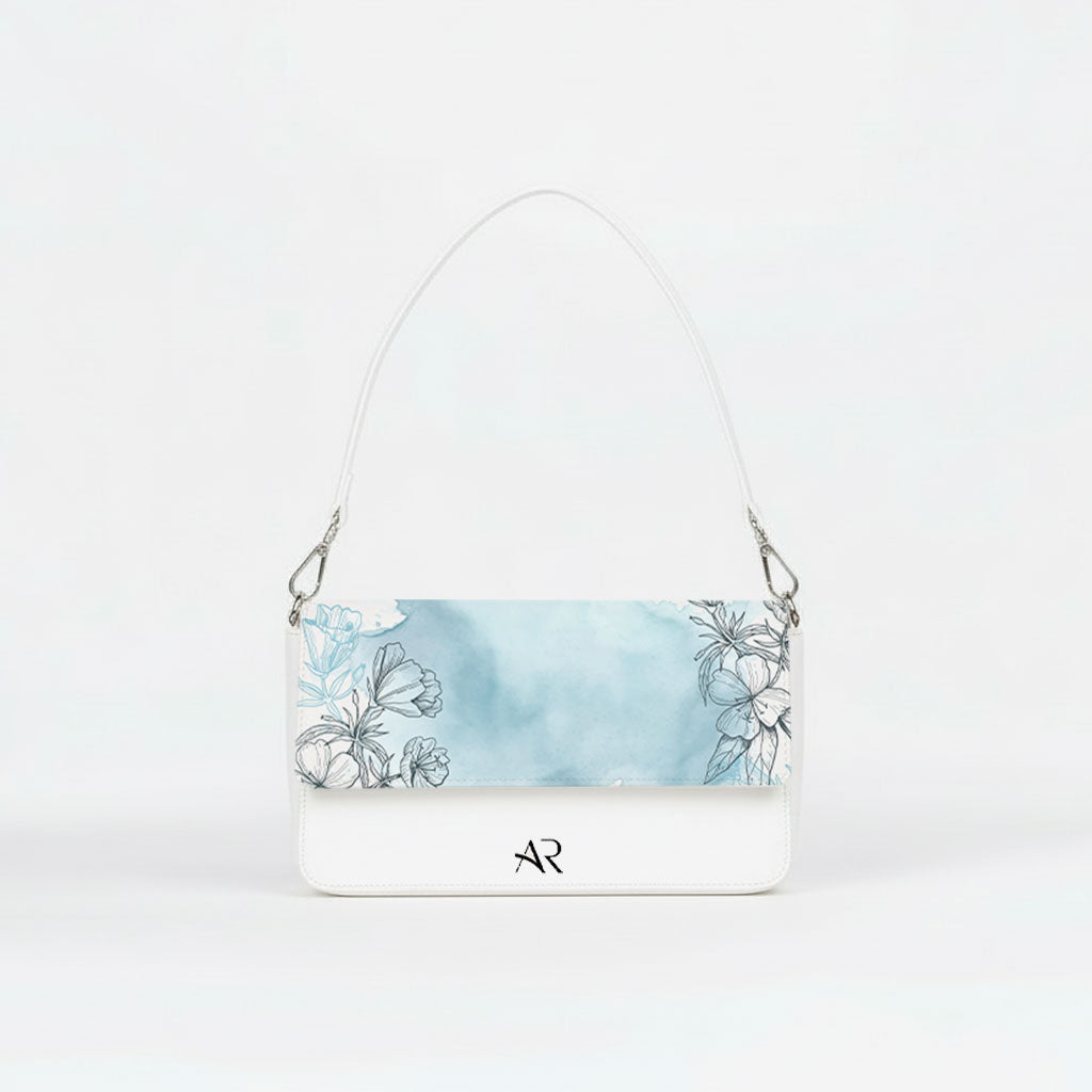 Borsa Infinity  - MADE IN ITALY - VERA PELLE - Flower blu