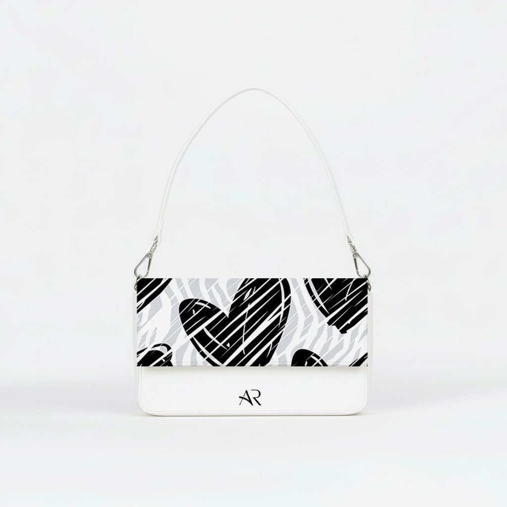Borsa Infinity  - MADE IN ITALY - VERA PELLE - Black and White Heart