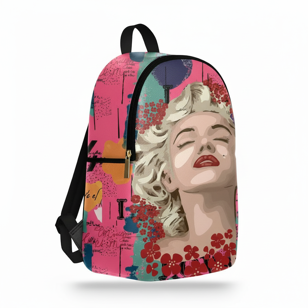 Zaino Ermes Madinbo - Made in Italy - Unisex - Porta computer -  Zaino Scuolta - Zaino Lavoro - Grafica Marilyn