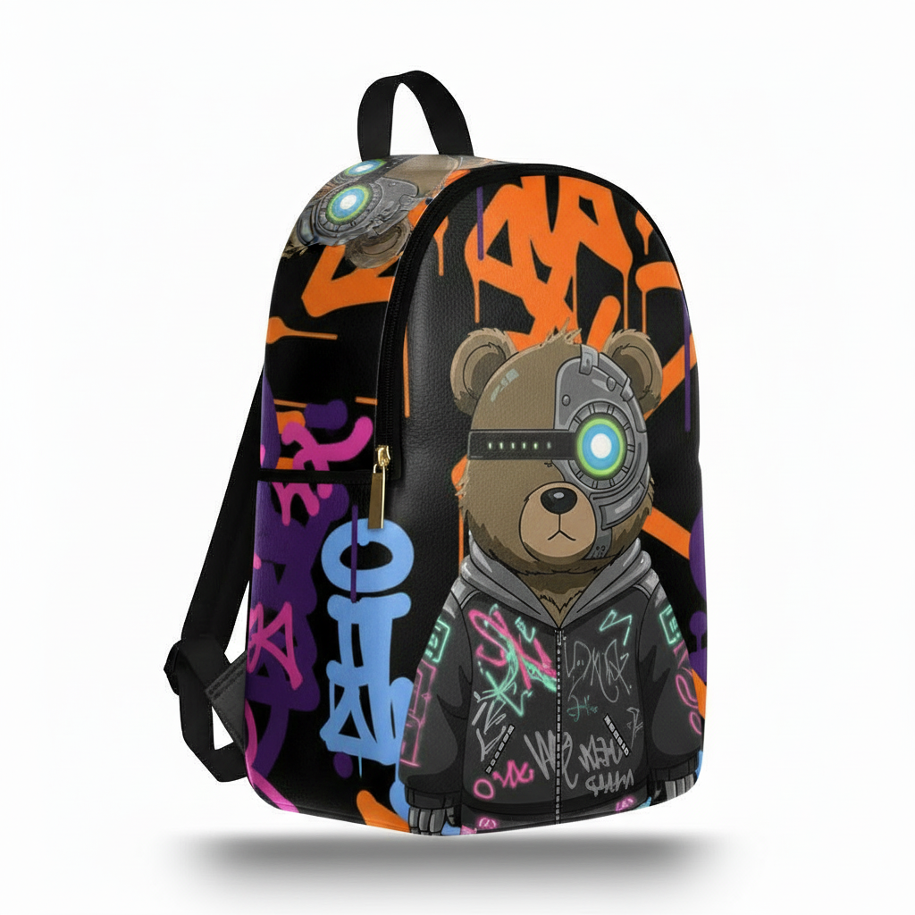 Zaino Ermes Madinbo - Made in Italy - Unisex - Porta computer -  Zaino Scuolta - Zaino Lavoro - Grafica Teddy