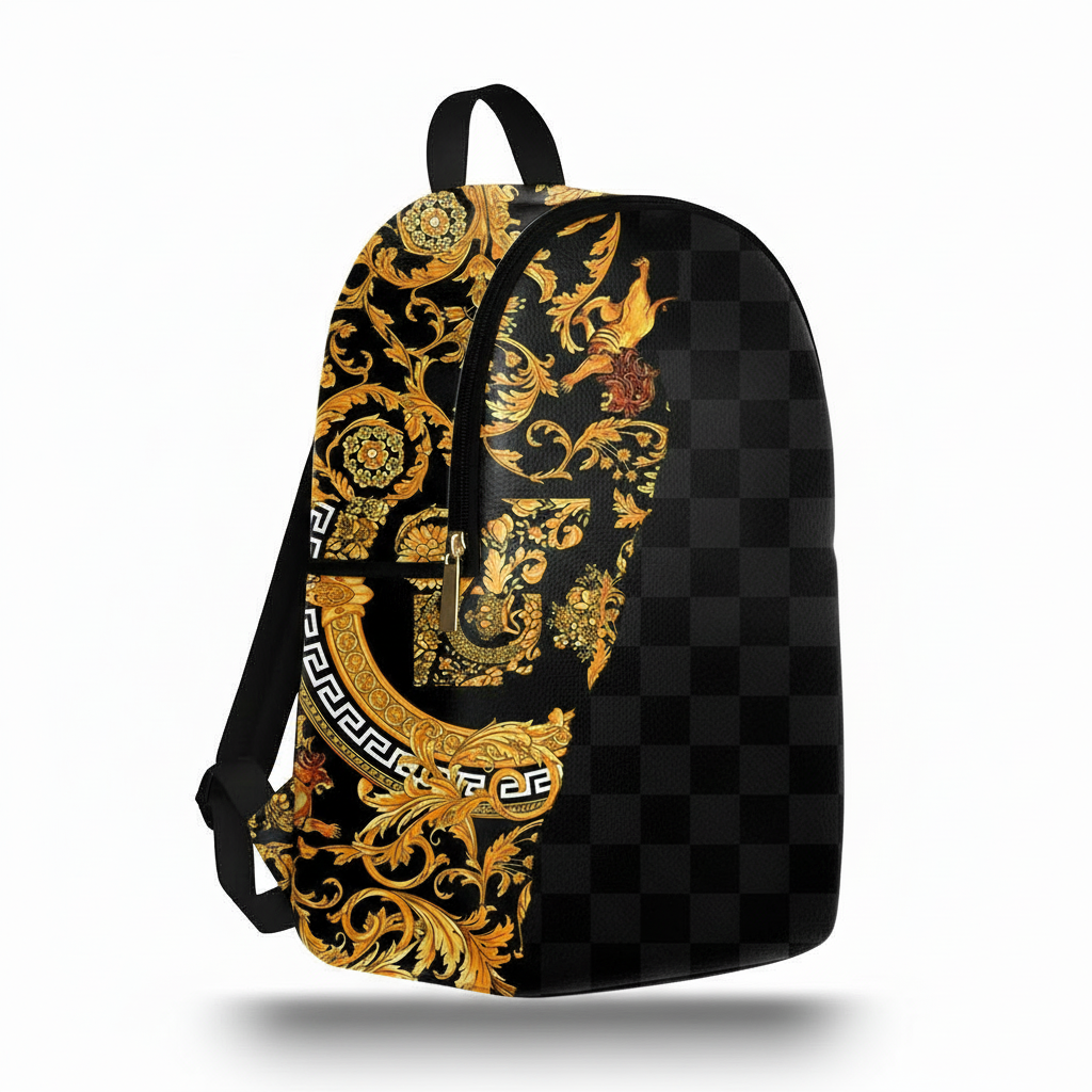 Zaino Ermes Madinbo - Made in Italy - Unisex - Porta computer -  Zaino Scuolta - Zaino Lavoro - Grafica Barocco Leone