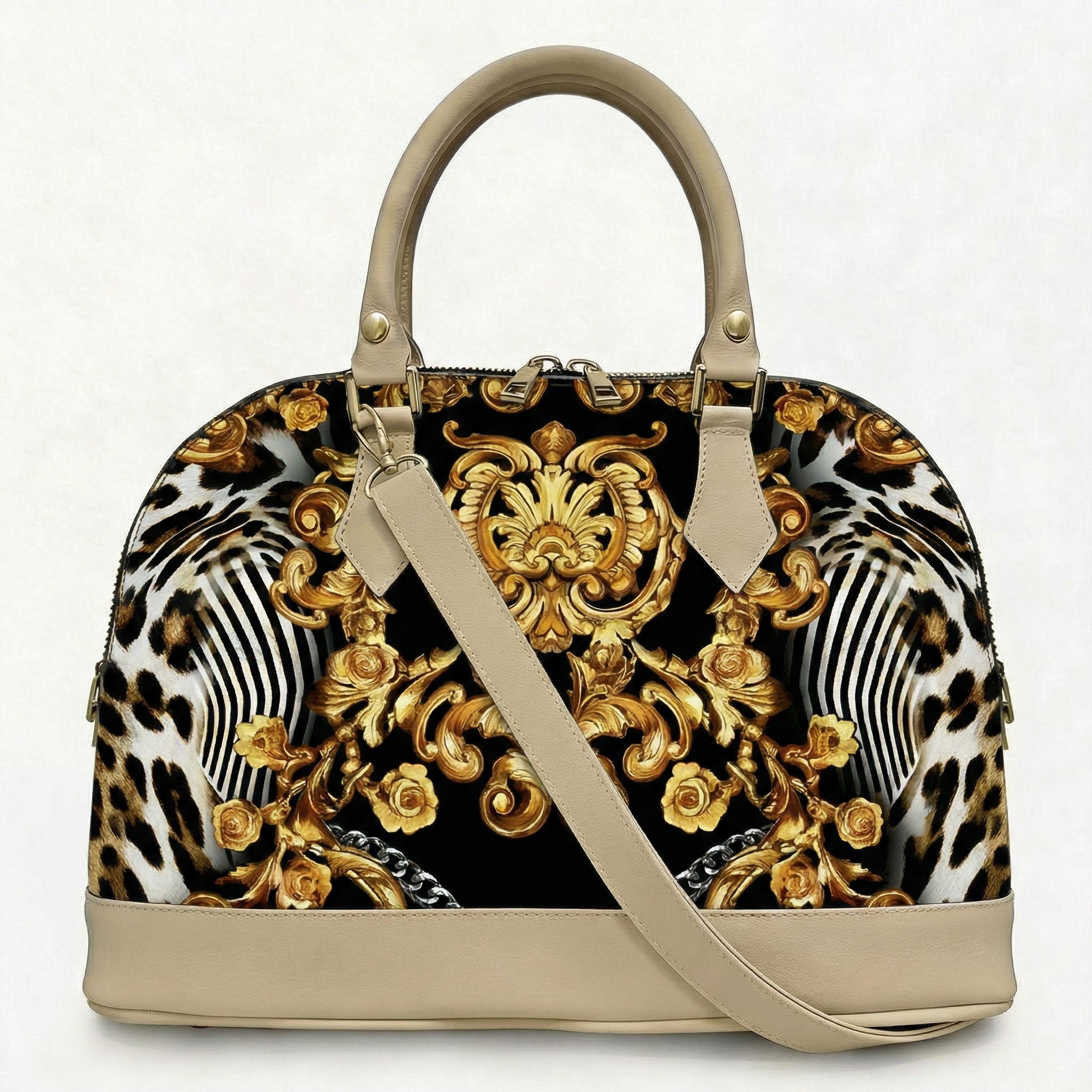 Borsa Alisya Madinbo - Made in Italy - CON GRAFICA BAROCCO LEOPARDATO
