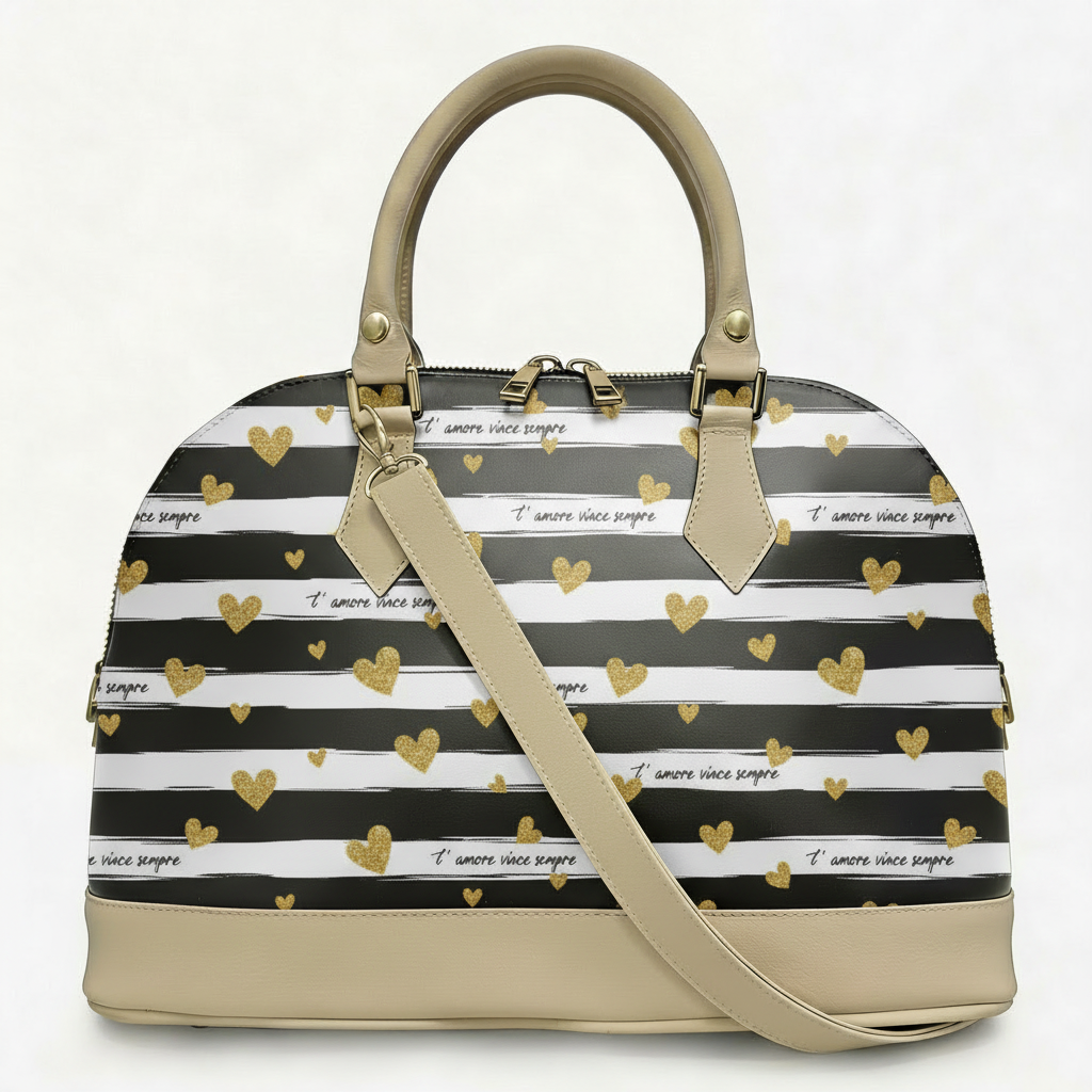 Borsa Alisya Madinbo - Made in Italy - CON GRAFICA CUORICINI DORATI