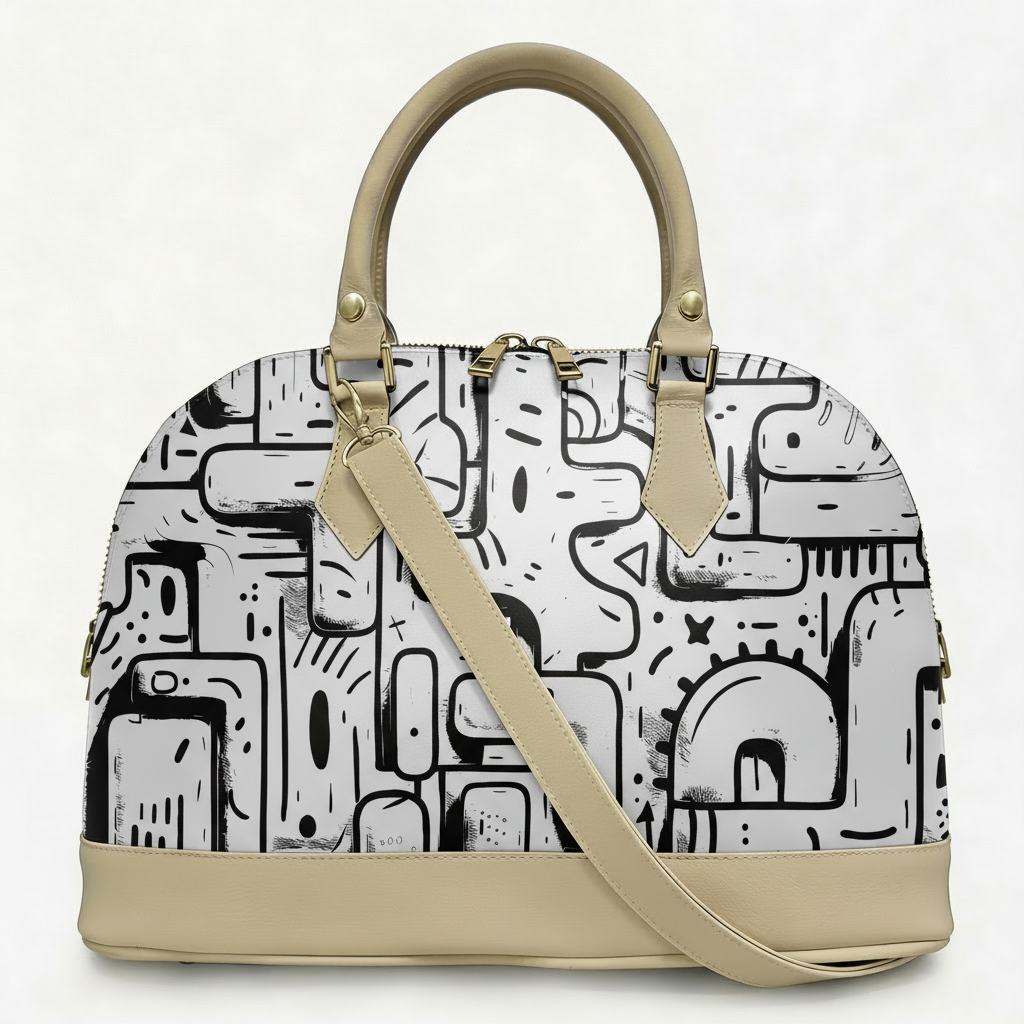 Borsa Alisya Madinbo - Made in Italy - CON GRAFICA STREET WHITE