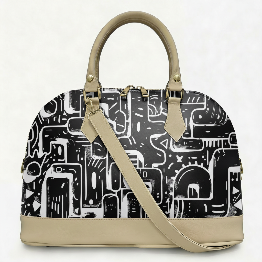 Borsa Alisya Madinbo - Made in Italy - CON GRAFICA STREET BLACK