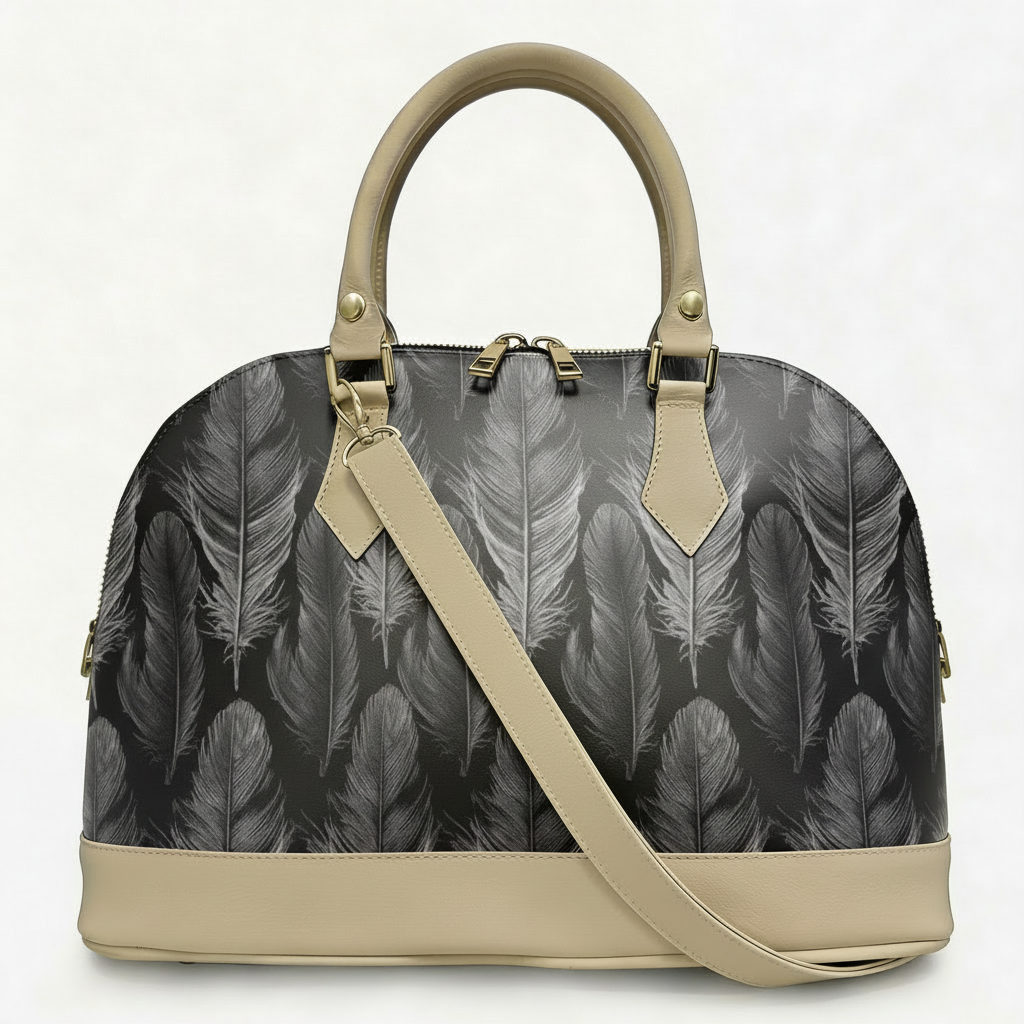 Borsa Alisya Madinbo - Made in Italy - CON GRAFICA PIUME NERE