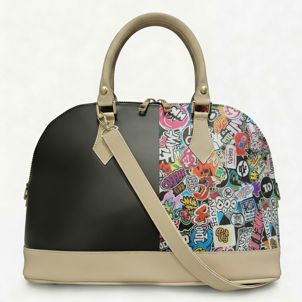 Borsa Alisya Madinbo - Made in Italy - CON GRAFICA BLACK AND STREET