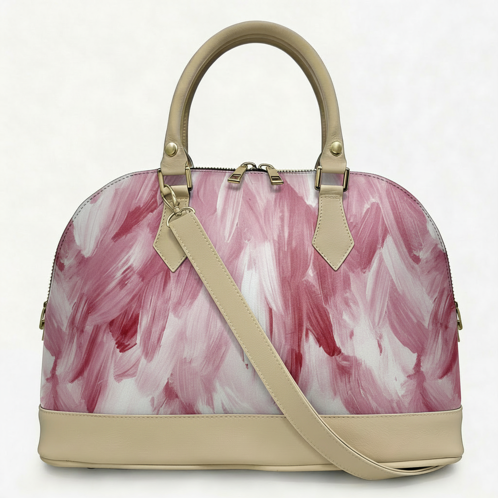 Borsa Alisya Madinbo - Made in Italy - CON GRAFICA PIUME ROSA