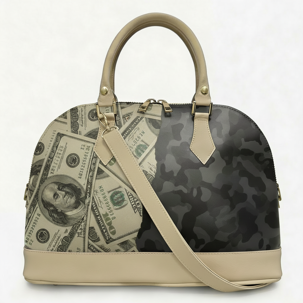 Borsa Alisya Madinbo - Made in Italy - CON GRAFICA DOLLARI MILITARE