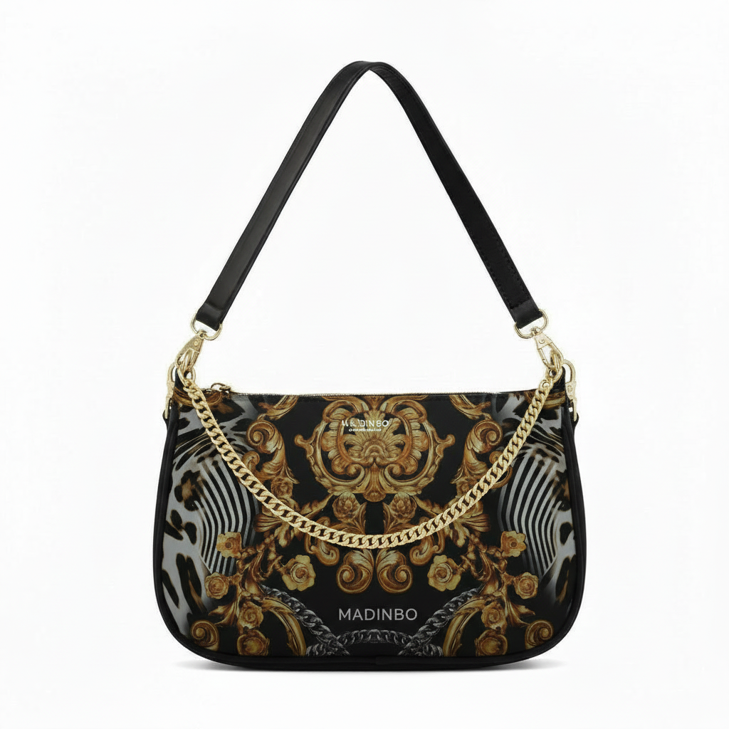 BORSA AQUA MADINBO - MADE IN ITALY - GRAFICA BAROCCO LEOPARDATO