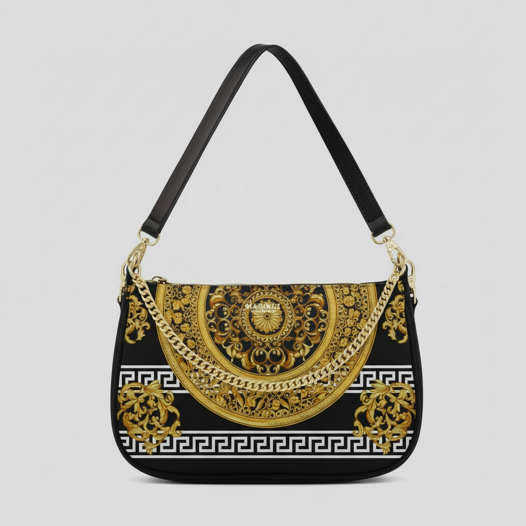BORSA AQUA MADINBO - MADE IN ITALY - GRAFICA BAROCCO GOLD