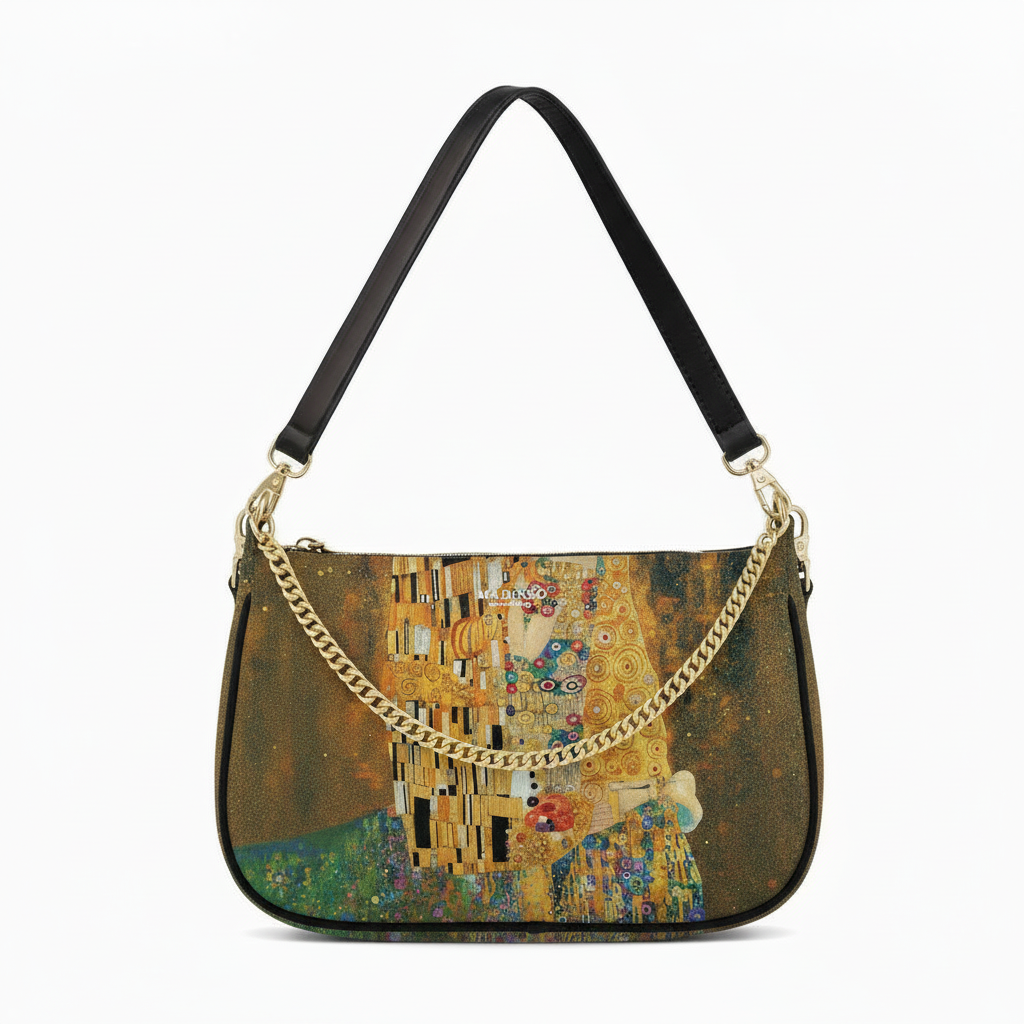 BORSA AQUA MADINBO - MADE IN ITALY - GRAFICA IL BACIO DI KLIMT
