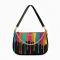 BORSA AQUA MADINBO - MADE IN ITALY - GRAFICA PITTURA COLORATA BASE NERA