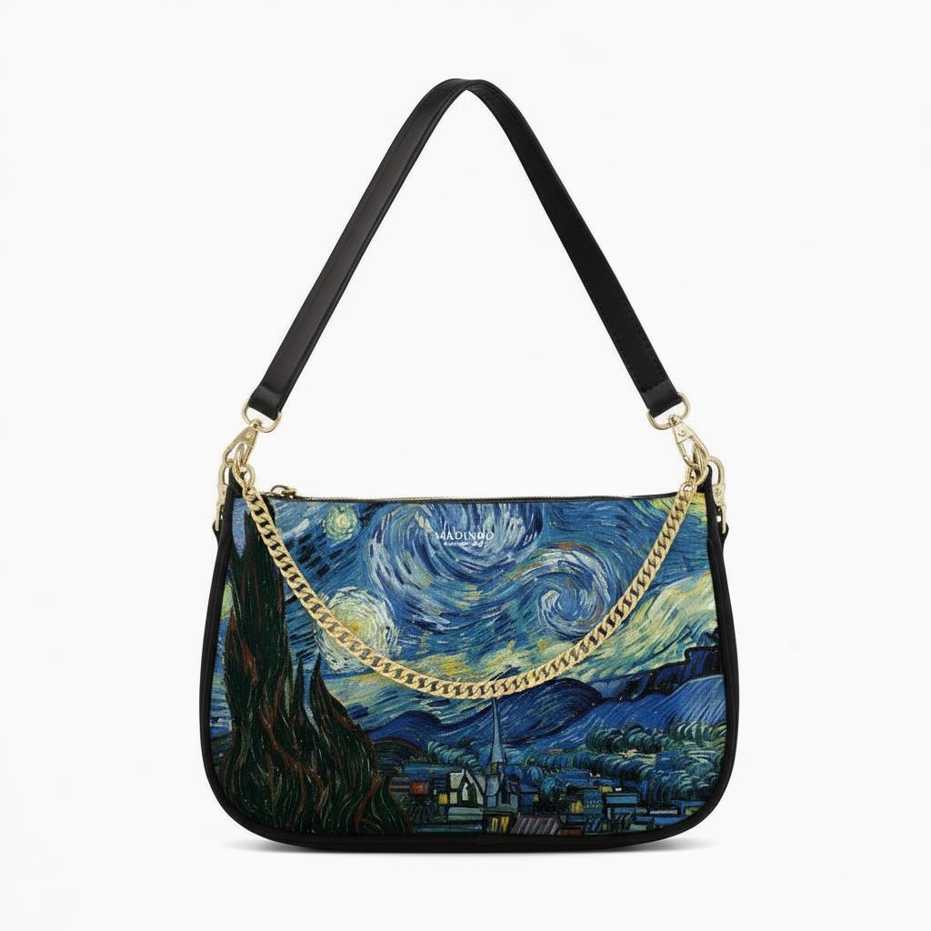 BORSA AQUA MADINBO - MADE IN ITALY - GRAFICA NOTTE STELLATA