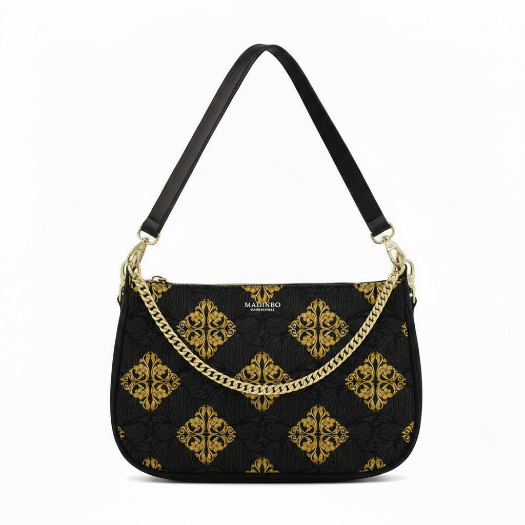 BORSA AQUA MADINBO - MADE IN ITALY - GRAFICA GOLD