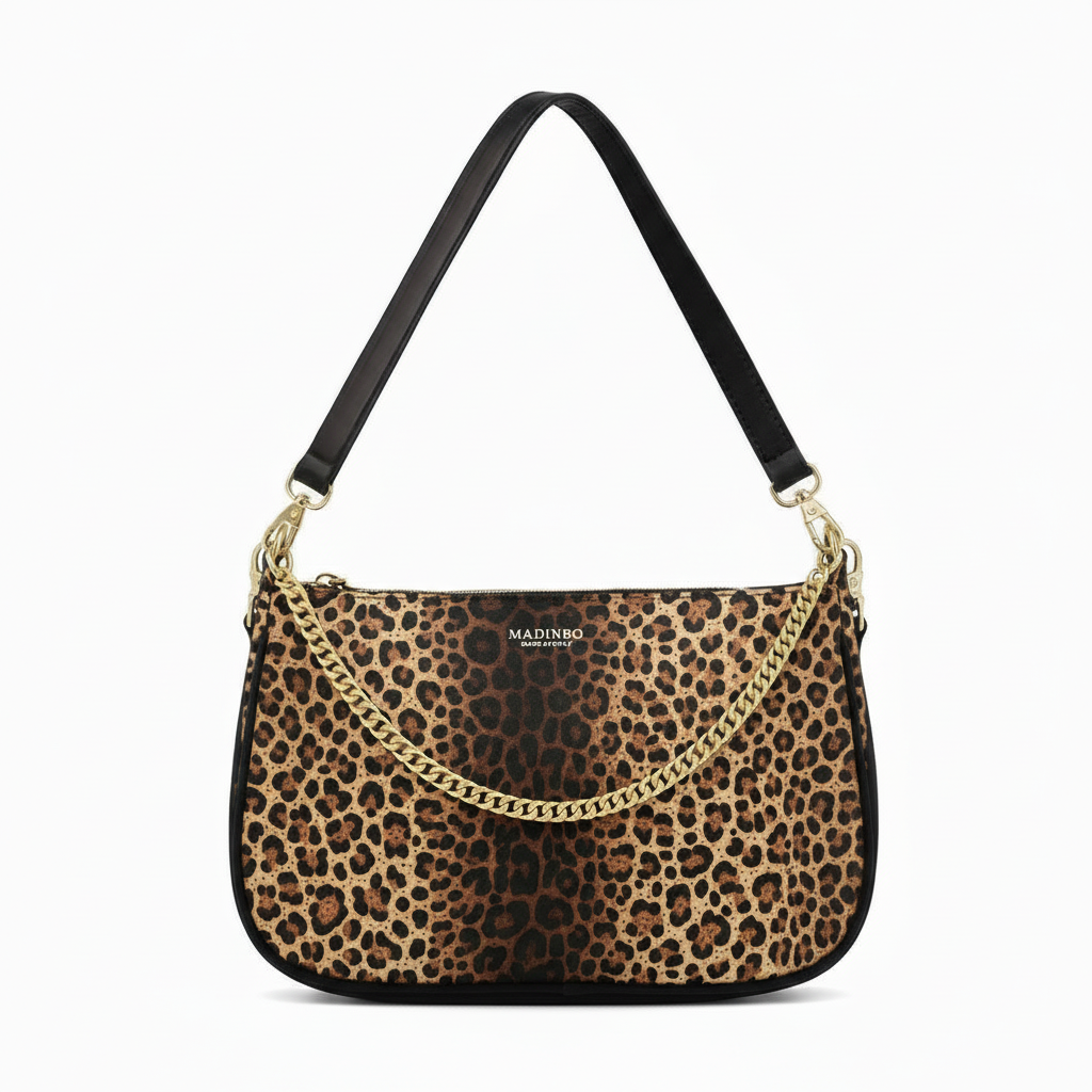 BORSA AQUA MADINBO - MADE IN ITALY - GRAFICA LEOPARDATA