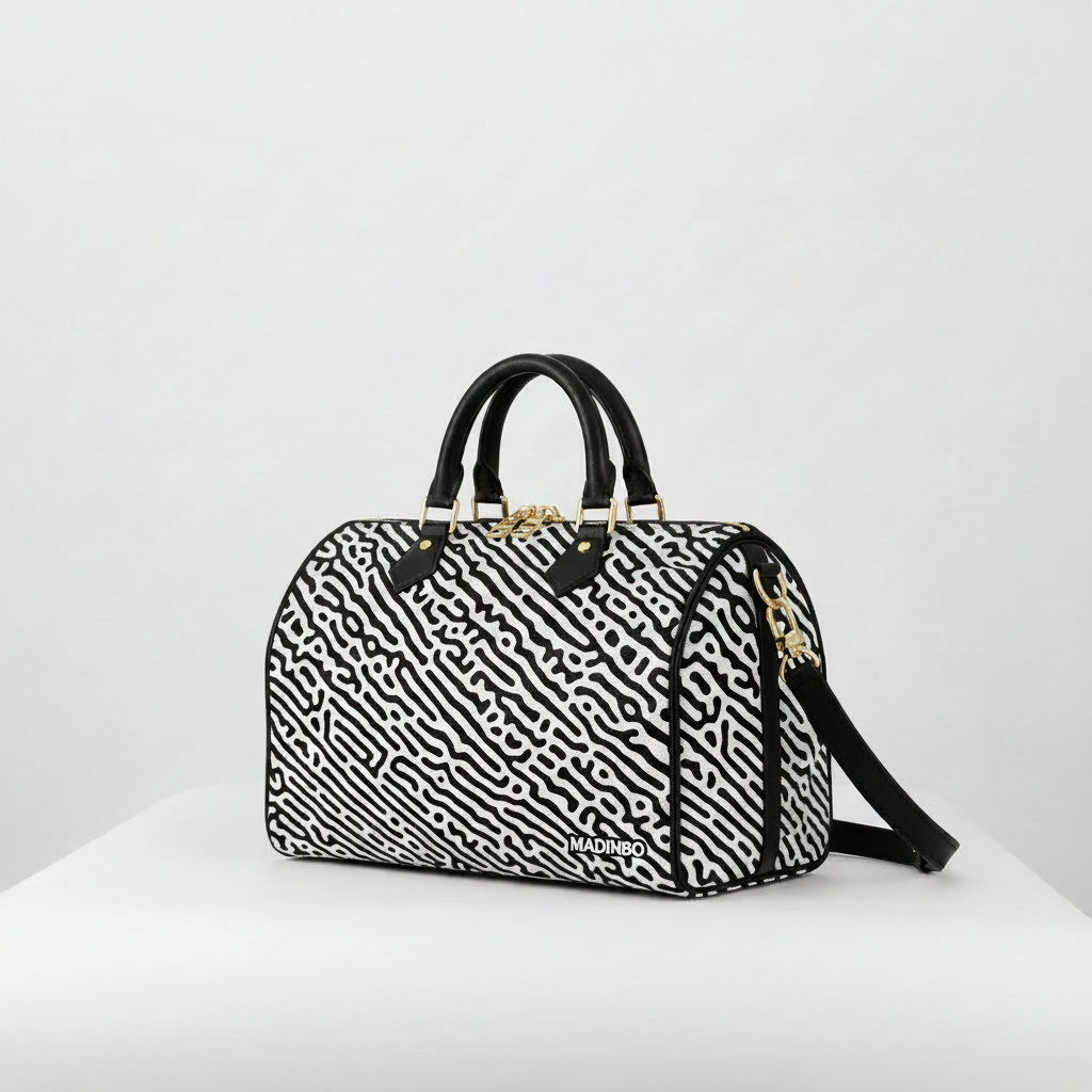 BAULETTO MADINBO - MADE IN ITALY  - CON STAMPA IMPRONTA BIANCO E NERO