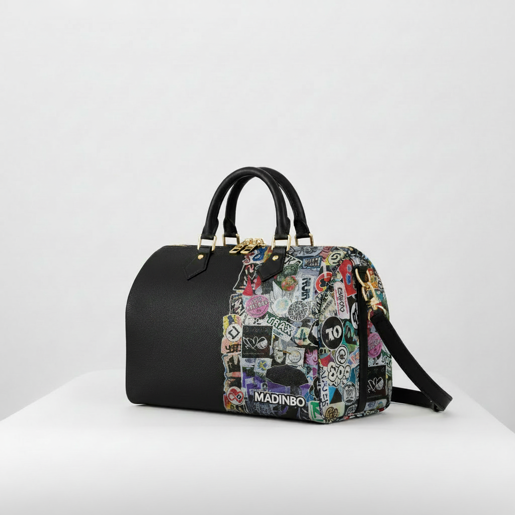 BAULETTO MADINBO - MADE IN ITALY  - CON STAMPA FUMETTO STREET E NERO