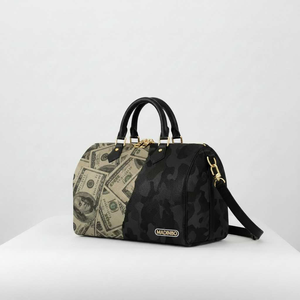 BAULETTO MADINBO - MADE IN ITALY  - CON STAMPA DOLLARI E MIMETICO