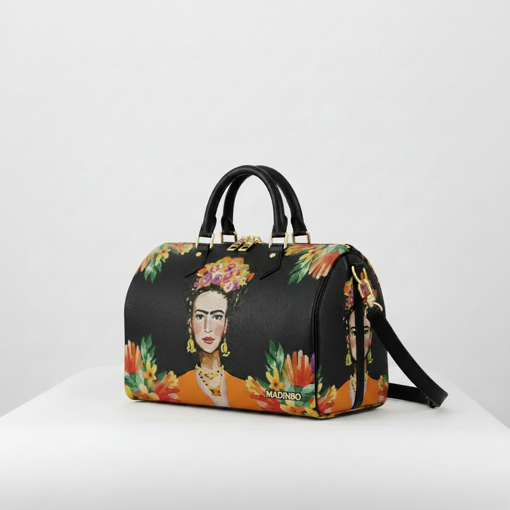 BAULETTO MADINBO - MADE IN ITALY  - CON STAMPA FRIDA ARANCIONE