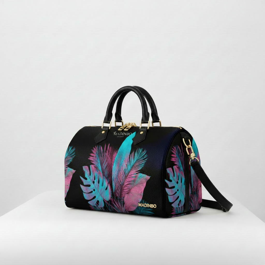 BAULETTO MADINBO - MADE IN ITALY  - CON STAMPA FOGLIE COLORATE