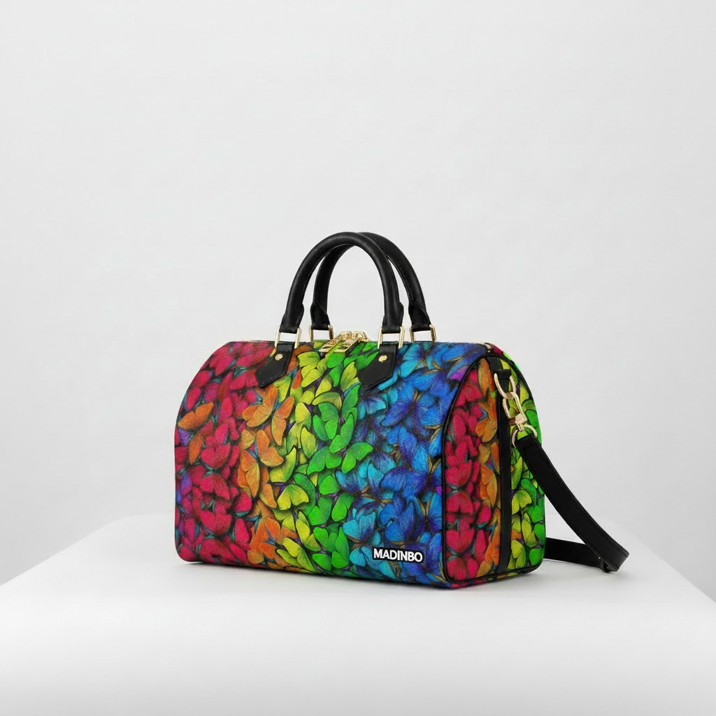 BAULETTO MADINBO - MADE IN ITALY  - CON STAMPA FARFALLE COLORATE