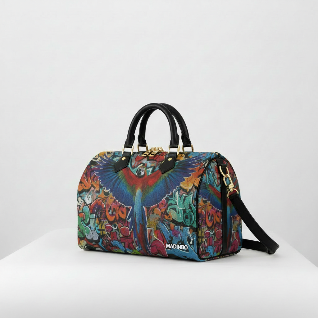 BAULETTO MADINBO - MADE IN ITALY  - CON STAMPA PAPPAGALLO E MURALES