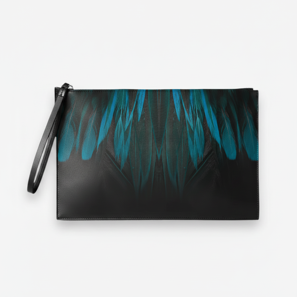 POCHETTE MADINBO - MADE IN ITALY - PIUME BLU